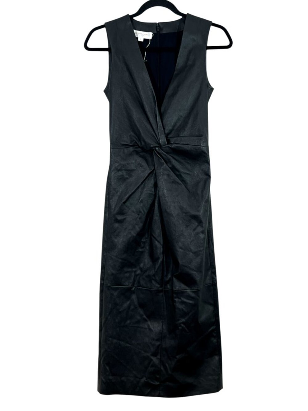 Michael Kors Collection Lambskin Leather Twist Sheath Dress Black NWOT $3950